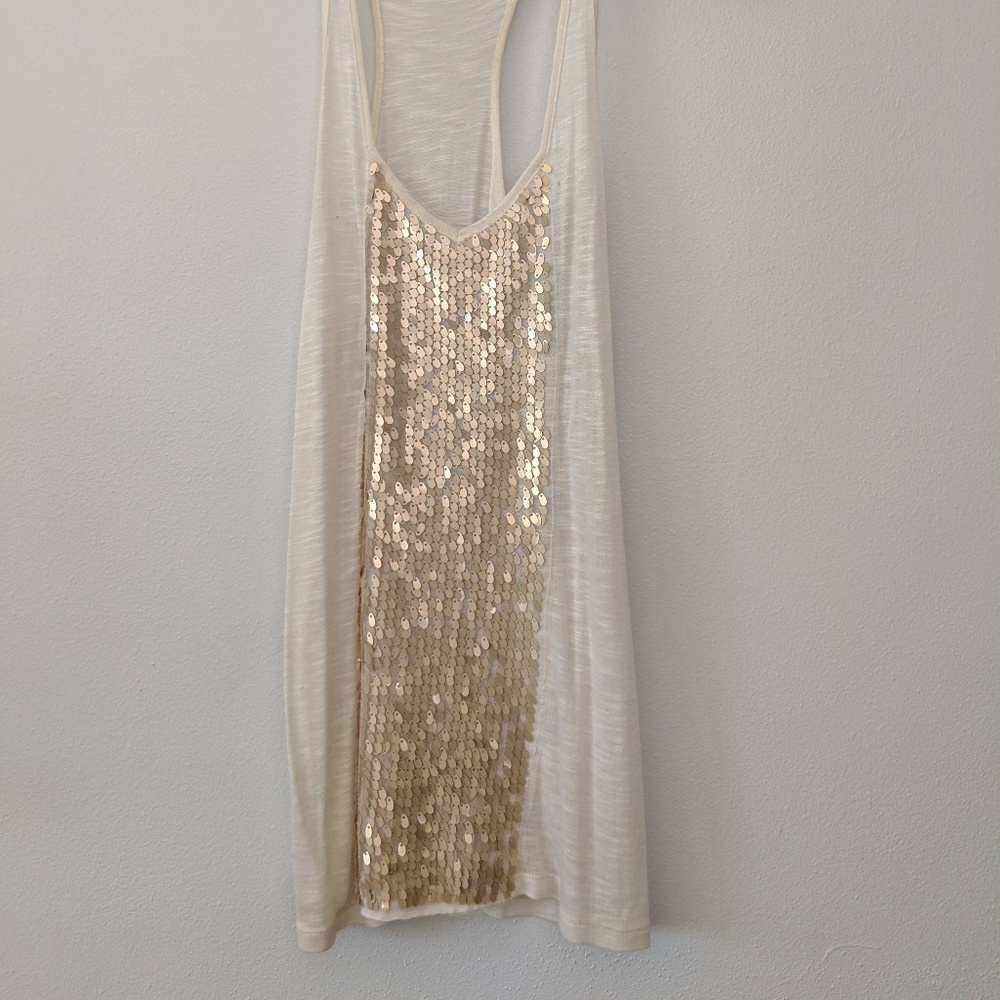 Soft Gold Sequence Semi.Sheer Tank Top